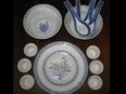 blue plate bowl spooon